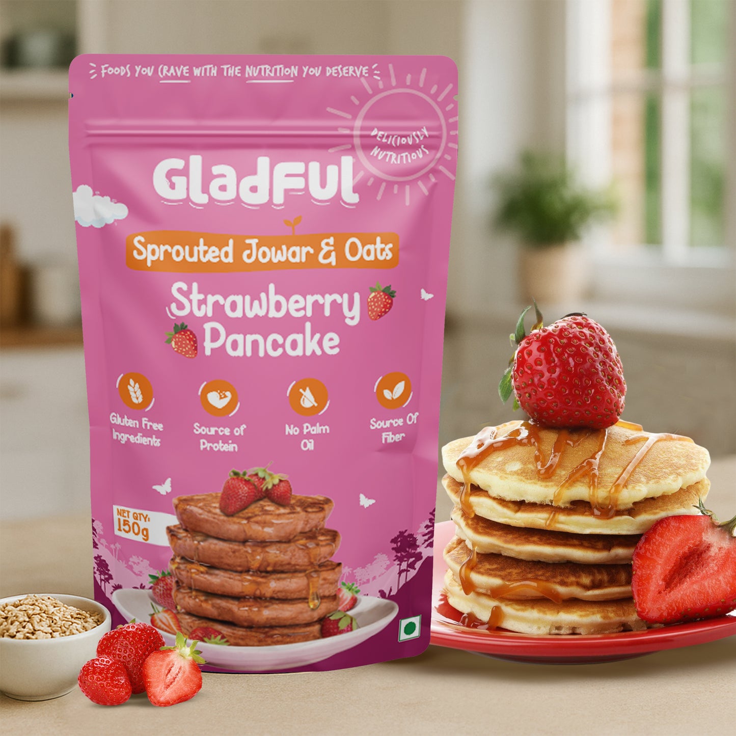 Strawberry Pancake With Jowar And Oats 150 g