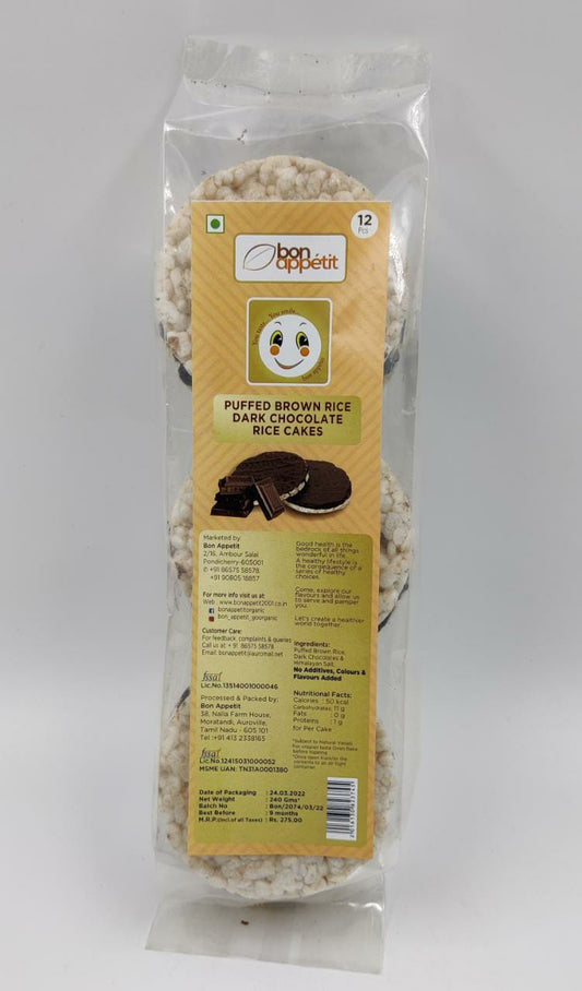 Puffed Dark Chocolate Rice Cakes 240 GM