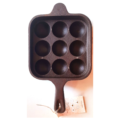 Pre Seasoned Cast Iron 9 Pit Paniyaram Pan 1750 GM