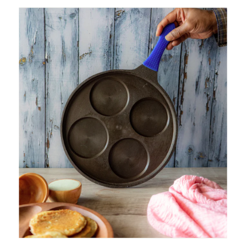 Pre Seasoned Cast Iron 4 Pits Uttappam Pan Ca 2200 GM