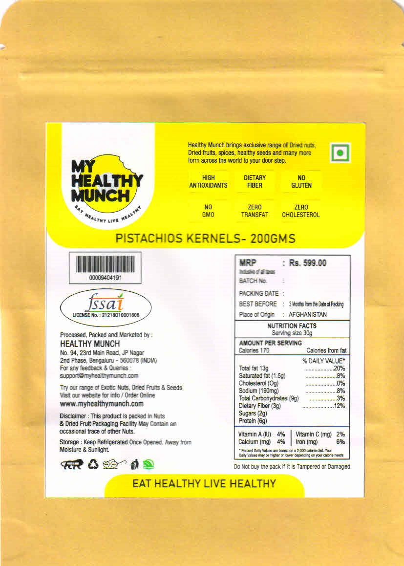 Premium Pistachio Kernels Raw/Unsalted 200 GM