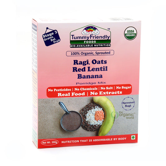 100% Organic Sprouted Ragi Oats Red Lentil Ba 200 GM