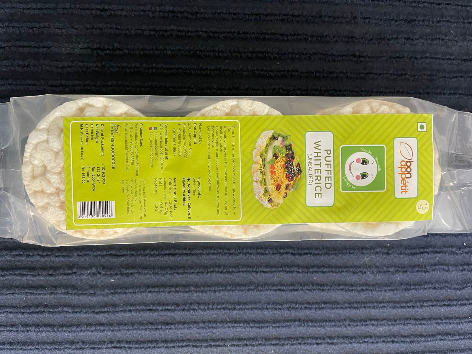 Organic Puffed White Rice Cakes Unsalted 125 GM