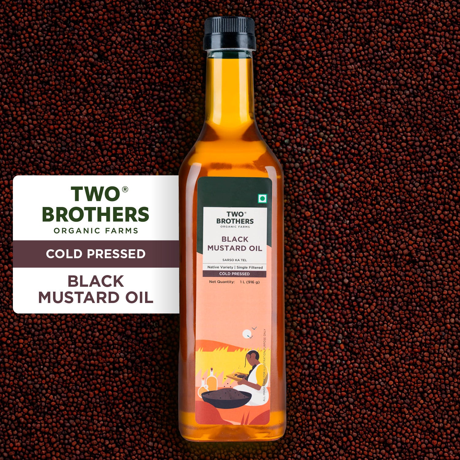 Woodpressed Black Mustard Oil Single Filtered 1 ltr