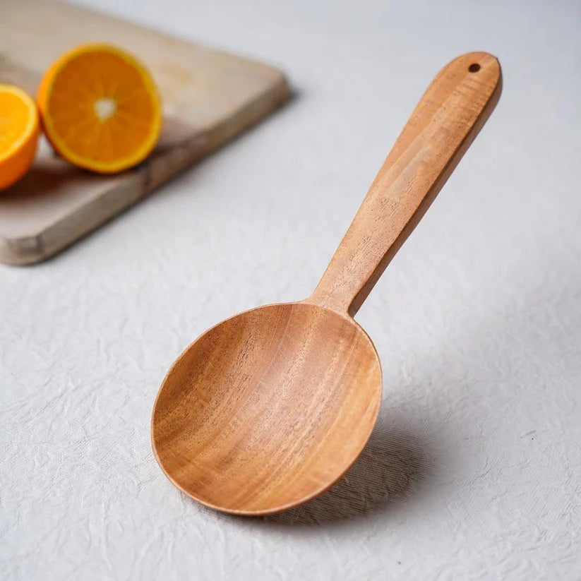 Neem Wood Cooking Ladle - Serve Round 23Cm Ha 1 Pcs