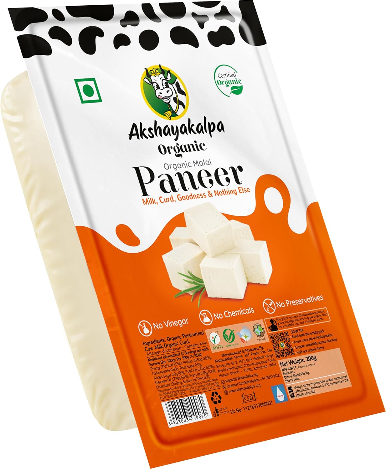 Organic Malai Paneer 200 GM